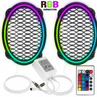 Rgb Ledli Hoparlör Kapak Oval Animasyonlu 2adet Poke PK-5385