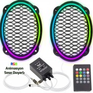 Rgb Ledli Hoparlör Kapak Oval Sese Duyarlı Animasyonlu 2adet Poke PK-5547