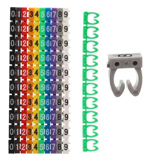 POWERMASTER 0-9 Dijital Kodlu Renkli Kablo İşaretleyici 2,5mm (100lü Paket)