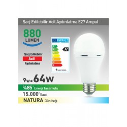 NextLED Şarjlı Led Ampul E27 9W Natura