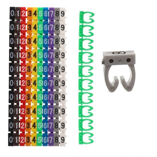 POWERMASTER 0-9 Dijital Kodlu Renkli Kablo İşaretleyici 6mm