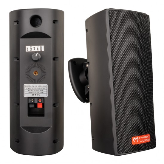 MAGICVOICE MV-26  2x7,5 Cm 50W 3 Yollu Siyah Sütun Hat Trafolu Hoparlör 2'li Takım
