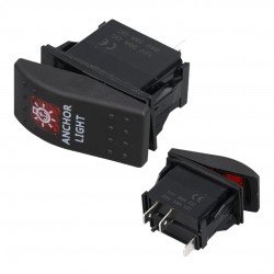 POWERMASTER ﻿﻿Deniz Feneri Sembollü Işıklı 3 Pinli On-Off 12-24V Marin Switch