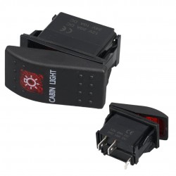 POWERMASTER Kabin Sembollü Işıklı 3 Pinli On-Off 12-24V Marin Switch