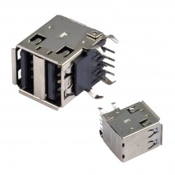 POWERMASTER IC-265E USB 2.0 Şase A Dişi İkili Dik Montaj 8 Pin Oto Teyp USB