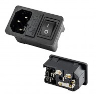 POWERMASTER IC-214A-S C14 Power Soket Erkek Anahtarlı+Fuseli Kulaksız UL Sertifikalı