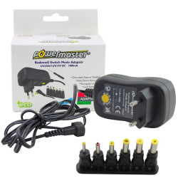 Powermaster PM-7215 3 Volt - 12 Volt - 1 Amper - 30 Watt Çok Uçlu Ayarlı Switch Mode Adaptör