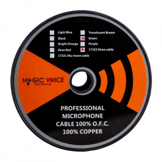 MAGICVOICE B96 Profesyonel 2 Damarlı Blendajlı Enstrüman Mikrofon Kablosu Stereo 100 Metre (Yeşil)