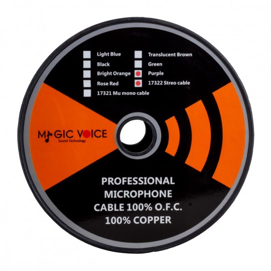 MAGICVOICE B96 Profesyonel 2 Damarlı Blendajlı Enstrüman Mikrofon Kablosu Stereo 100 Metre (Mor)