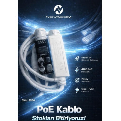 Novacom 9056 48V-12V 2 Amper PD4812 IP Poe Kartlı Splitter Kamera Kablosu (1,25-8Y/PH-2Y)         