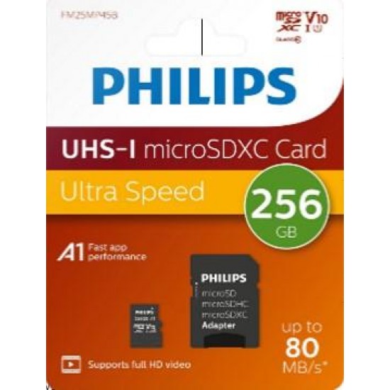 Philips FM25MP45B/00 256GB Class10 UHS-I U1 TF Adaptörlü Micro SDXC Hafıza Kartı