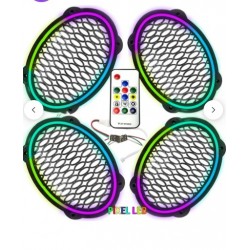 Poke PK-5653 4 Adet Oval Oto Hoparlör Kapağı Kumandalı Pixel Ledli RGB Animasyonlu Kapak