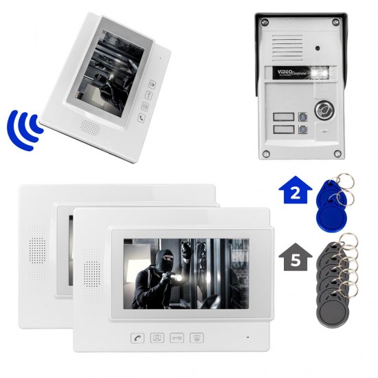 PowerMaster 37T2 2 Daire 7'' NFC Destekli Görüntülü Kapı Zili Interkom Akıllı Ev Güvenliği Sistemi