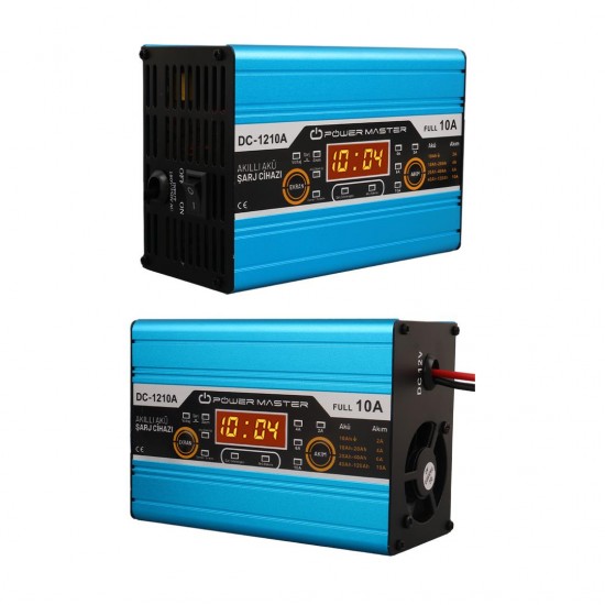 POWERMASTER DC-1210A 12 Volt Max 10 Amper Digital Ekranlı Akıllı Akü Şarj Cihazı