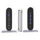 PowerMaster PM-21813 Type-C TO 12 Port Hub USB/Ethernet/HDMI/VGA/SD/TF Kart Okuyucu Dönüştürücü Çoğaltıcı Laptop PC Macbook Dock Station