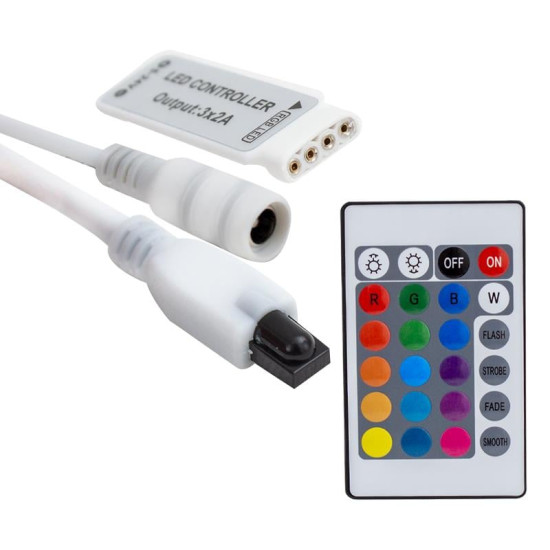 Powermaster 5-12-24 Volt 3x2 Amper Mini 24 Tuşlu Led RGB Kontrol Cihazı
