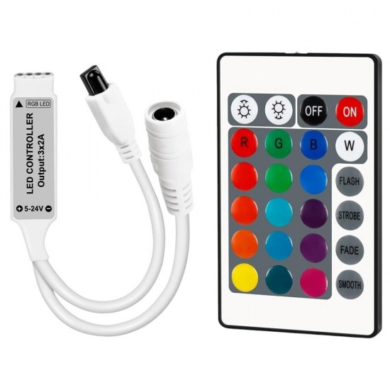 Powermaster 5-12-24 Volt 3x2 Amper Mini 24 Tuşlu Led RGB Kontrol Cihazı