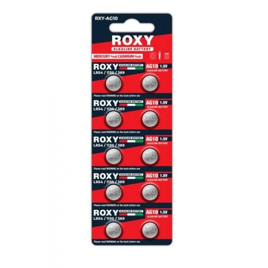 Roxy RXY-AG10 1.5 Volt LR54/1130/189/389 Alkalin Düğme Pil (10'LU Paket)