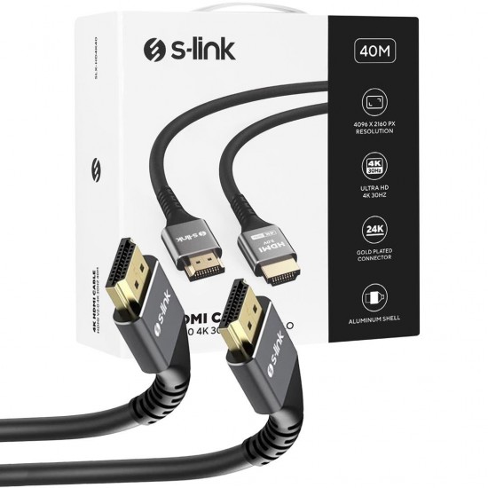 S-Link SLX-HD4K40 V2.0 4K 30Hz 19+1 Metal 40 Metre HDMI Kablosu