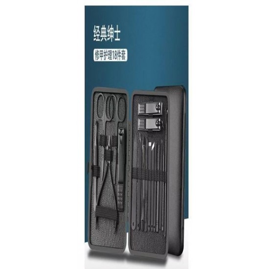 Sunup SN-27099 Siyah Paslanmaz Çelik 18in1 Profesyonel Manikür Tırnak Bakım Seti
