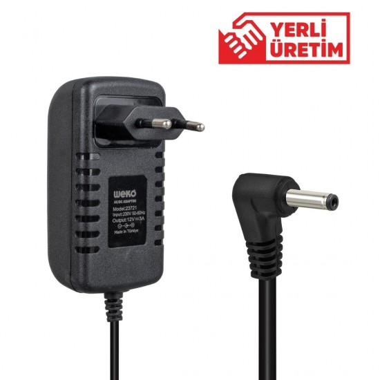 Weko 12 Volt - 3 Amper 3.5*1.35 Uçlu Yerli Üretim Yazar Kasa POS Adaptörü