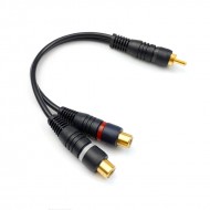 POWERMASTER PM-529 Siyah 1 RCA Erkek 2 RCA Dişi 25 Cm Anfi Y Kablo