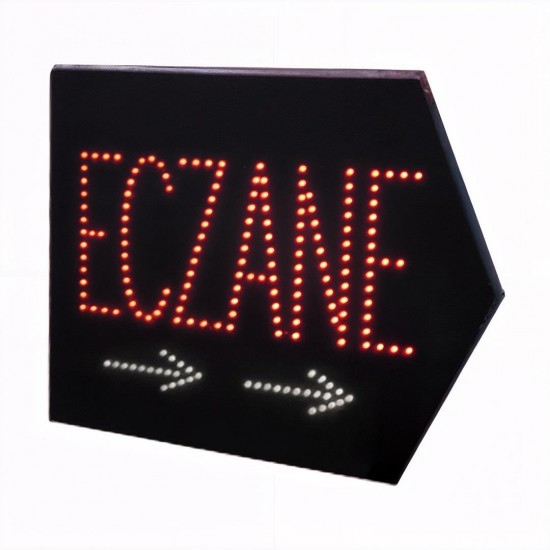 POWERMASTER PM-28338 Eczane SMD LED Tabelası Sağ OK Yönlü Kırmızı-Beyaz Suya Dayanıklı 345x465mm