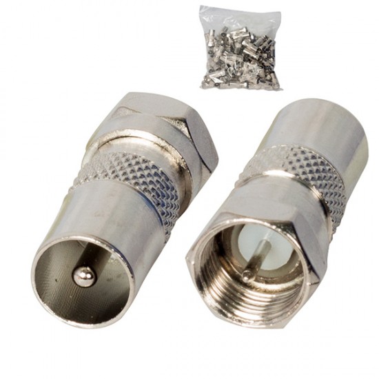 F Konnektör Erkek 60 Ohm Erkek Çevirici Metal Konnektör