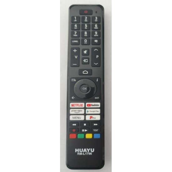 Huayu RM-L1796 Netflix-Youtube-Prime Video-Google Play- Menu-TV3 Play Tuşlu Vestel Universal Lcd Led Tv Kumanda