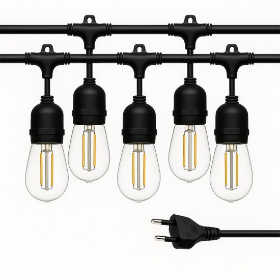 Ledx KB00001 5'li E27 Duy Sıralı 5 Metre Lamba Kablosu (5 Adet Duy İçerir)