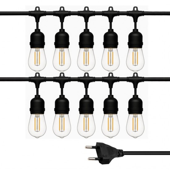 Ledx KB00002 10'lu E27 Duy Sıralı 10 Metre Lamba Kablosu (10 Adet Duy İçerir)
