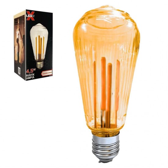 Ledx ST-64 Kırılmaz Gövde 4,5 Watt Çizgili Rustik Ampul