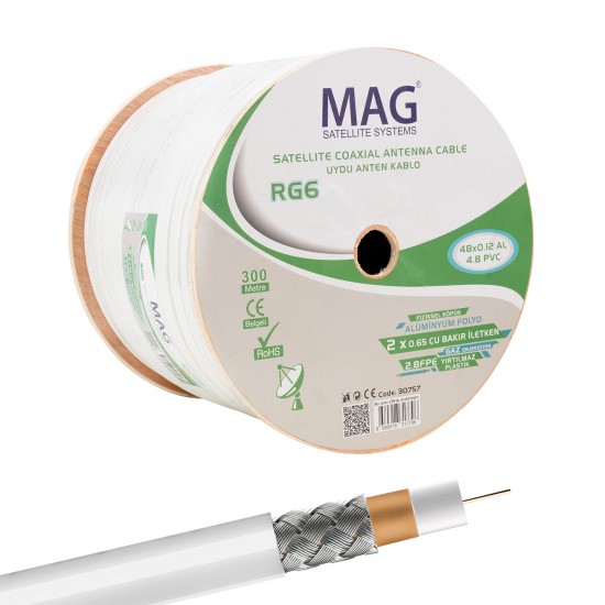 Mag RG59 Fa Mini Dual Bitişik Kablo 300 Mt