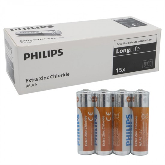 Philips Extra Zinc-Carbon Kalın Saat Kalem Pili AA (60'lı Paket)