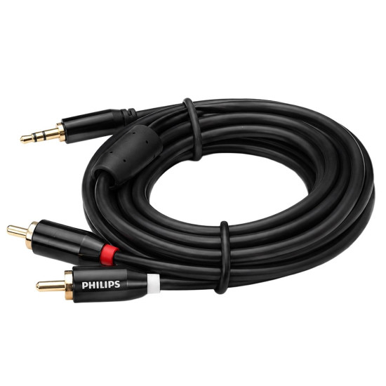 Philips SWR2121B/93 3.5mm Stereo 2 RCA AUX Ses Kablosu 5 Metre Hi-Fi Ses Kalitesi