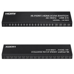 Powermaster HK1601 16 Port 4K 30HZ Video HDMI 2.0 Kvm Anahtarlı Kablolu Switch