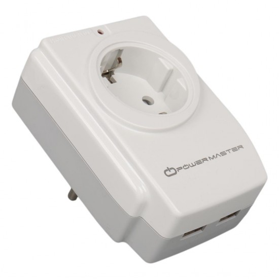 PowerMaster PM-18721 16 Amper - 3680 Watt Tekli Çocuk Korumalı 2 USB'LI 1400 Joule Akım Korumalı Priz