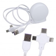 PowerMaster PM-27143 1 Metre Makaralı 3In1 Şarj Kablosu (Lightning - TYPE-C - Micro USB)