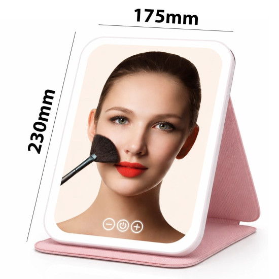 Powermaster PM-27372 Dc 5V Işıklı 3 Renk Modlu Şarjlı Katlanabilir Ledli Küçük Boy     Profesyonel  Makyaj Aynası 