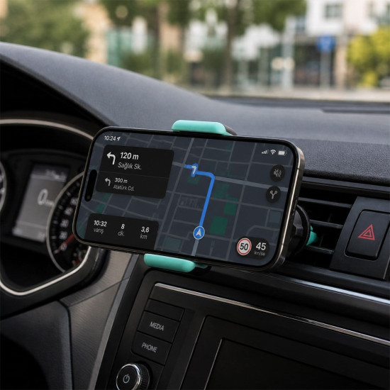 Powermaster PM-39119 Plastik 360 Derece Dönebilen Ayarlanabilir Kıskaçlı Araç İçi Telefon Tutucu