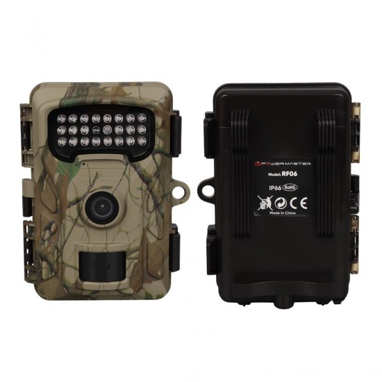 Powermaster RF06 20MP 24 Led PIR Sensörlü 2.0" Renkli Lcd Ekran 128GB SD Kart Destekli Fotokapan Kamuflaj Kamera