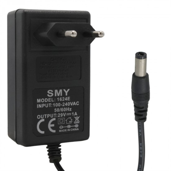 Smy 1624E 29 Volt 1 Amper 5.5*2.5mm + 5.5x2.1mm Uçlu Uyumlu Priz Tipi Adaptör