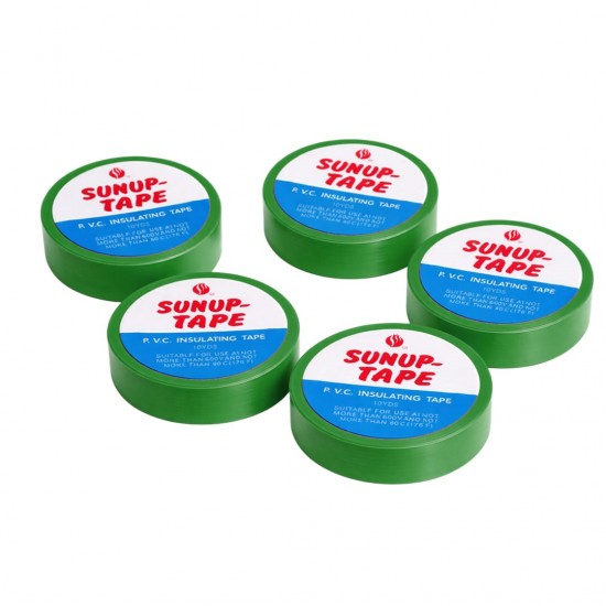 Sunup SN-27923 Yeşil 0.13x18mm İzole PVC Elektrik Yalıtım Bant (5'li Paket)