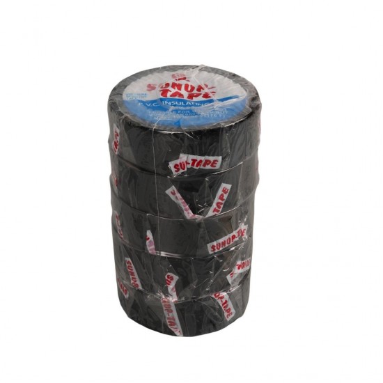 Sunup SN-27918 Siyah 0.13x18 Mm İzole PVC Elektrikçi Bant (5'li Paket)