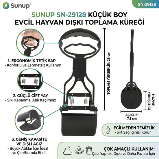 Sunup SN-29128 Küçük Boy Evcil Hayvan Dışkı Toplama Küreği