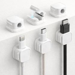 Sunup SN-29136 Manyetik 6'lı Kablo Tutucu  Düzenleyici Organizer Klips Beyaz                                                         