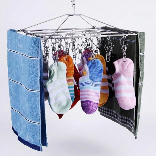 Sunup SN-29188 Metal Çorap Askısı 30 Mandallı Paslanmaz Çelik İç Çamaşırı Kurutma Askılığı