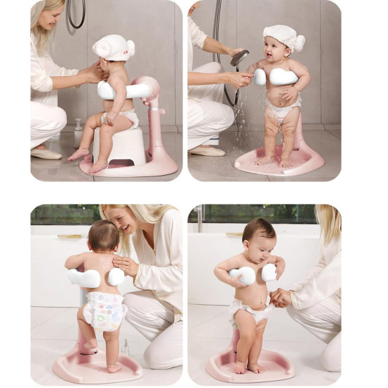 Sunup SN-29260 Pembe Bebek Banyo Yardımcısı - Boy Ayarlı ve Ayaklı Yıkama Standı