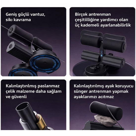 Sunup SN-29962 Çift Vantuzlu  Ev Tipi 3 Kademe Boy Ayarlı Mekik - Karın Egzersiz Aleti              