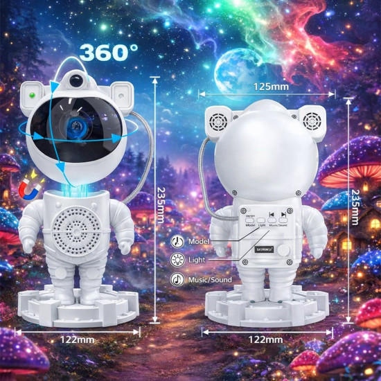 Sunup SN-30764 Astronot Galaxy Projektör Gece Lambası Uzaktan Kumandalı Bluetooth Hoparlörlü